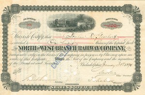 North and West Branch Railway Co. - Stock Certificate